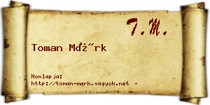 Toman Márk névjegykártya